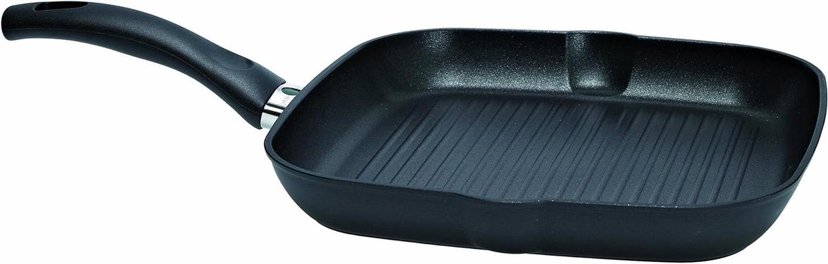 Grillpan - Koekenpan - Gezond Bakken - Energiebesparende Indicator - 2 Kwarts - Zwart