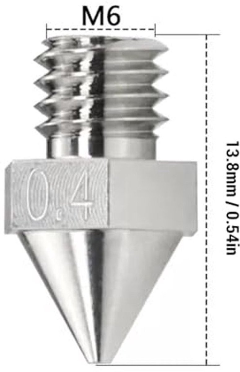 Pro2 Pro3 E2 Series 3D Printer Nozzles - 0.4mm Hardened - Duurzaam en Slijtvast