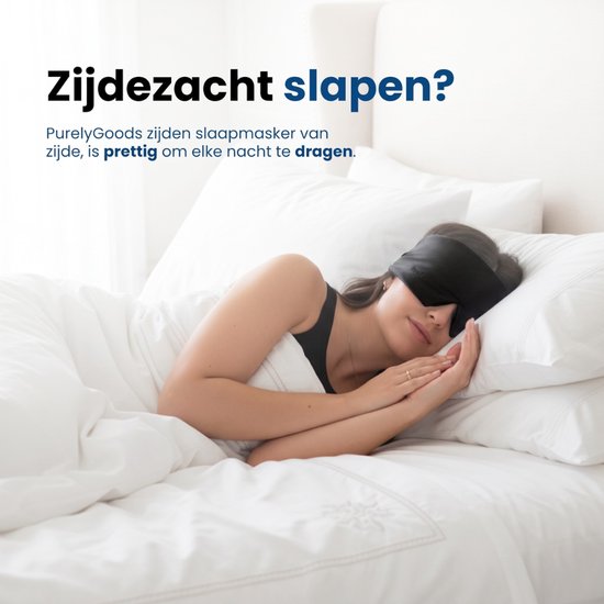 PurelyGoods® Zijden Slaapmasker - Oogmasker Slaap – Verduisterend - 22 Momme 6A Moerbei Zijde - Zwart
