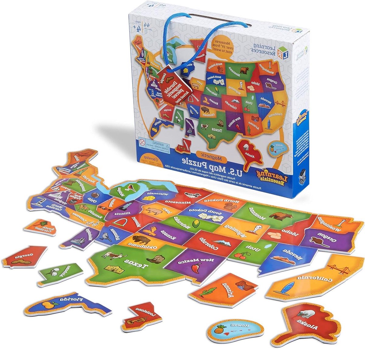 Magnetische Landkaart Puzzel - Educatieve Puzzel - Geografie Leren - Interactieve Stukken - 44 Stukken - Multicolor