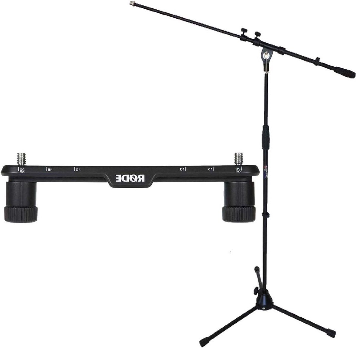 Stereo microfoon bar - Microfoon rail - Muziek opnemen - Verstelbare posities - 24 cm breed - Zwart