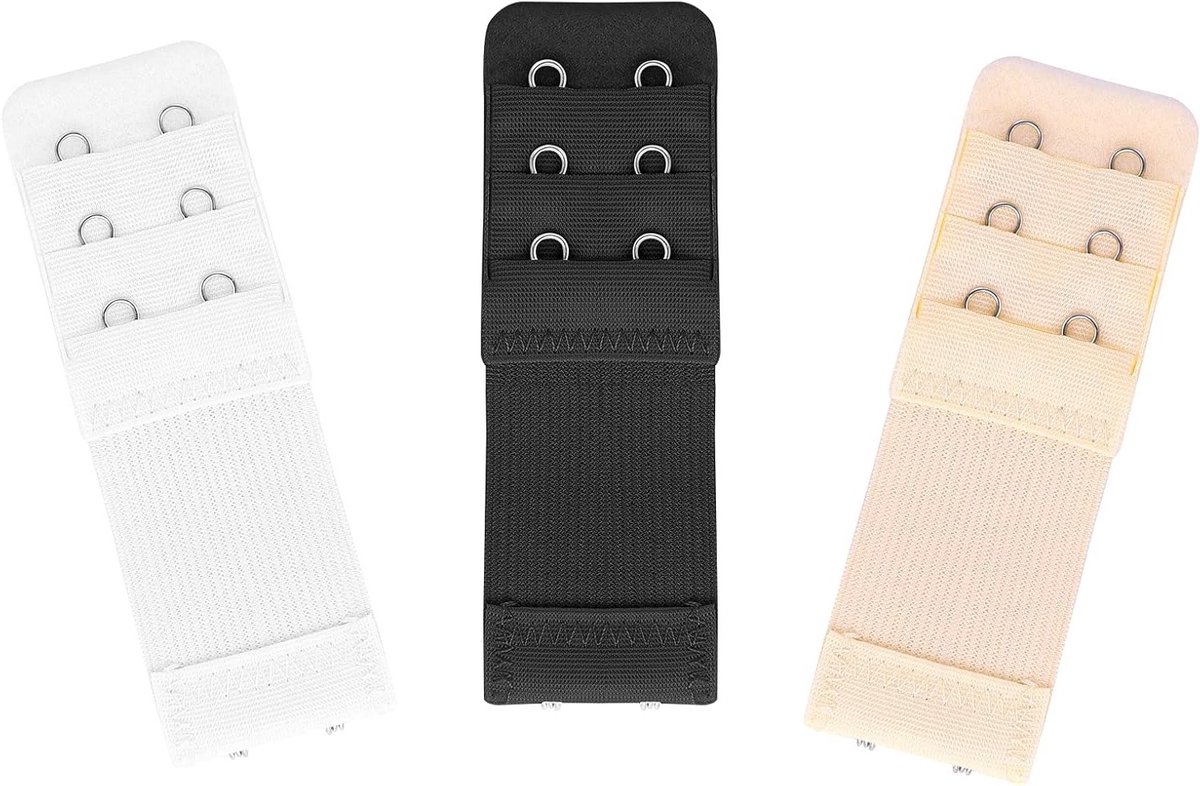 3 Stuks Beha Extensies voor Vrouwen, 2 Haakjes, 3 Rijen, Rekbare Beha Verlengband, Elastische Beha Band, Universele Maat