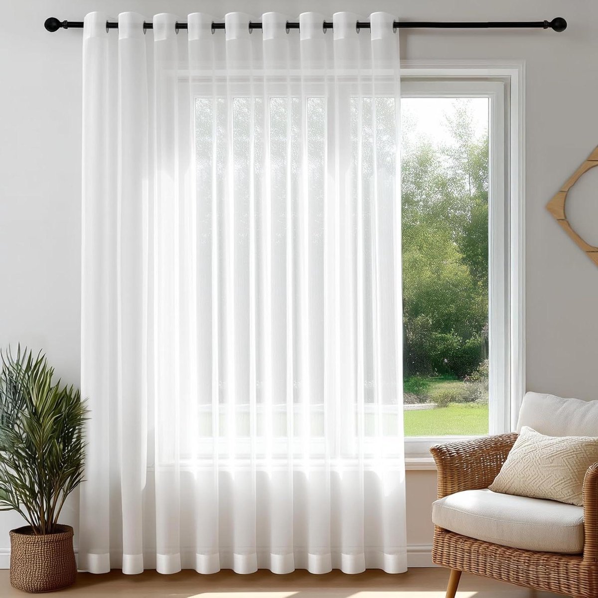 Tule gordijnstof - Lichtdoorlatend paneel - Ruimte verfraaien - Kreukvrij en zacht - 300x260 CM - Wit