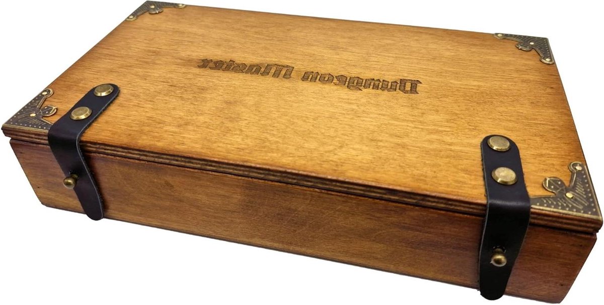 Dobbelstenen Kist - Dobbelbord Opberger - Rollenspellen Opslag - Handgemaakt Hout - Max 150 Dobbelstenen - Dungeon Master
