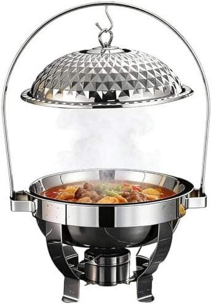 Buffet Chafing Dish - Voedsel Warmer Serveerset - Buffet Warm Houden - Waterbad Temperatuurregeling - Grote Capaciteit - Zilver