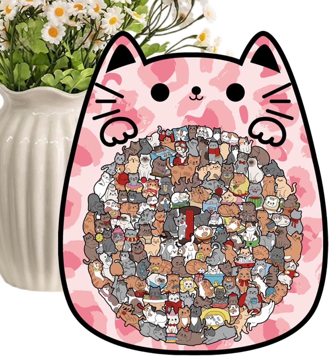 Houten Kat Puzzel - Dieren Legpuzzel - Gezinsplezier - Onregelmatige Snijtechnieken - 288 x 256 cm - Niet gespecificeerd