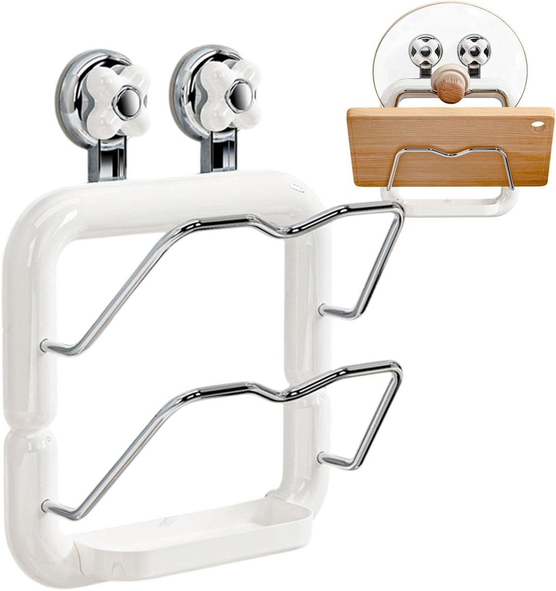 Potdekselhouder - Pannenrek Organizer - Keuken Opbergen - Zuignap Montage - 25 x 6 x 6 cm - Wit