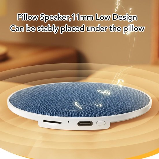Kussenluidspreker - Bluetooth geluid - Comfortabel slapen - Ultradun profiel - 11mm laag - Grijs — afbeelding 2