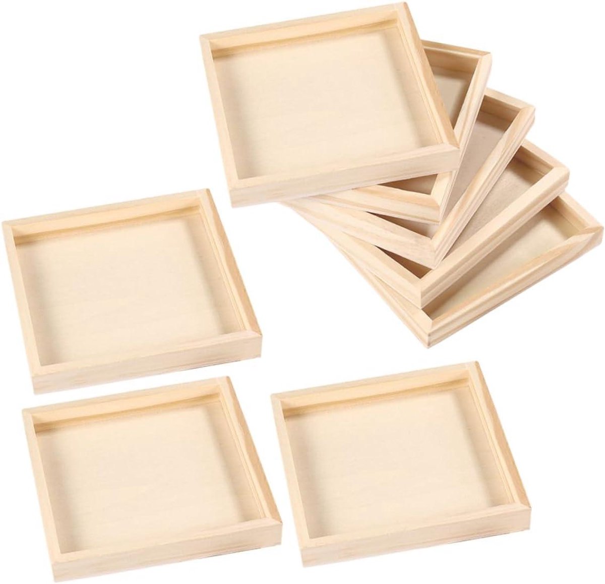 Houten Puzzelbakjes - Puzzel Lades Sorteerbakjes - Puzzels Sorteren - Unieke Structuur - 13.70X13.70X1.50CM - Lichtgeel