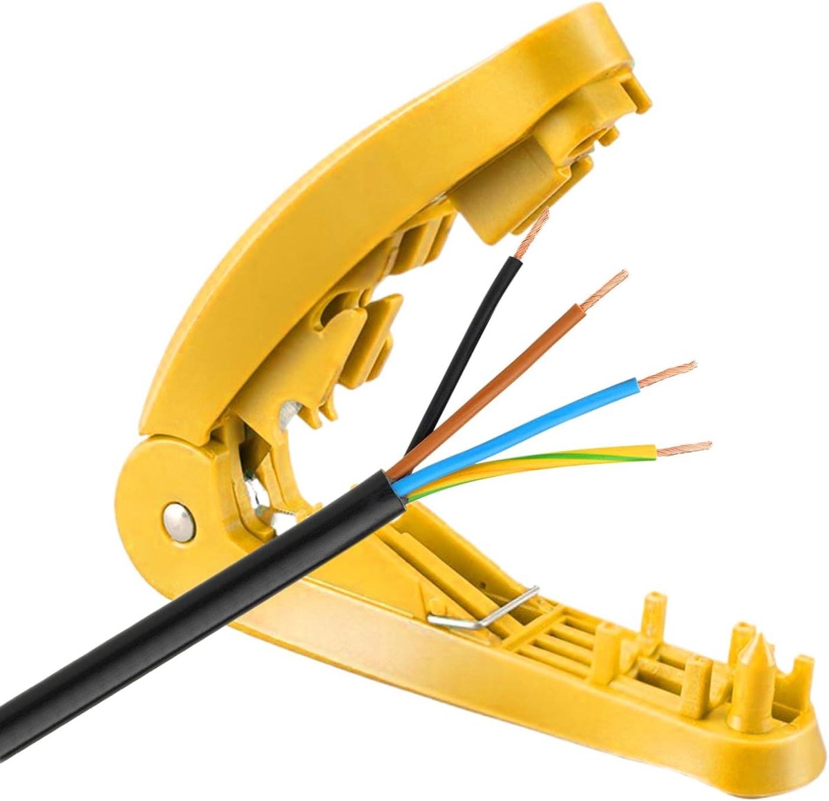 Kabelstripper - Netwerk Tang - Netwerk Bekabeling - Geïntegreerd Geleidesysteem - Compact Formaat - Geel