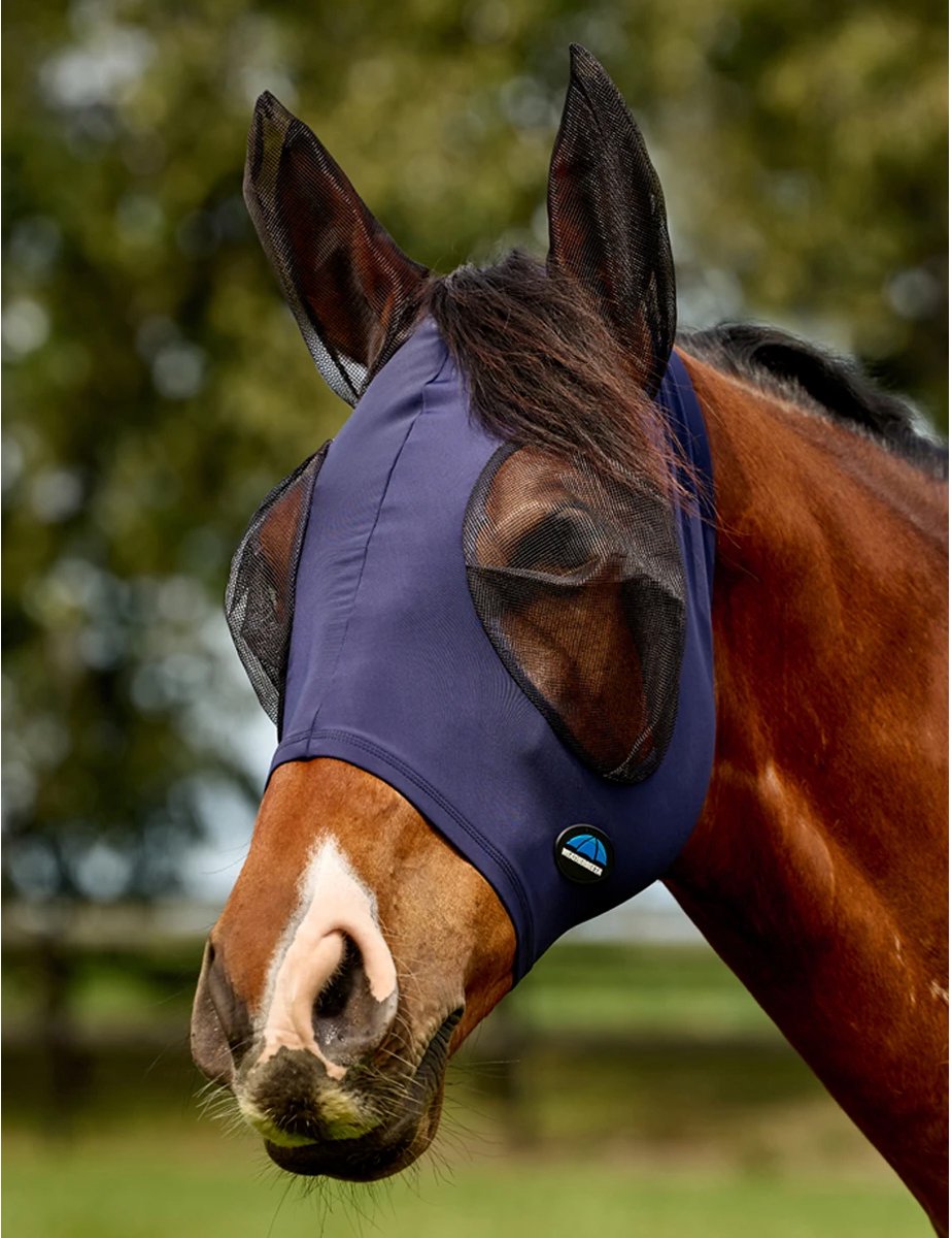 Weatherbeeta Vliegenmasker Weatherbeeta Comfitec Deluxe Stretch Met Oren Donkerblauw-zwart - PONY
