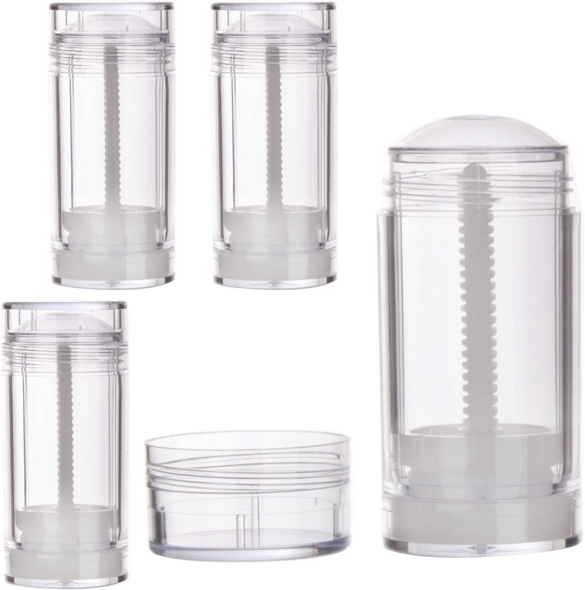 4 Stuks Witte Ronde Lege Deodorant Containers 30g - Grote Draaitubes voor Haarwas en Lippenbalsem