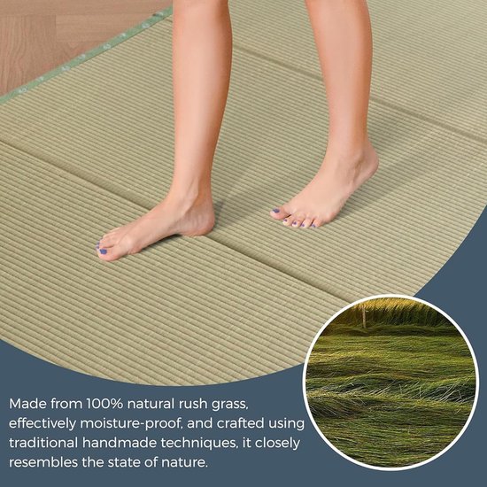 Japanse Tatami Mat - Futon Matras - Meditatie en Yoga - Natuurlijke Gras Vulling - 90x200cm - Lichtgroen — afbeelding 3