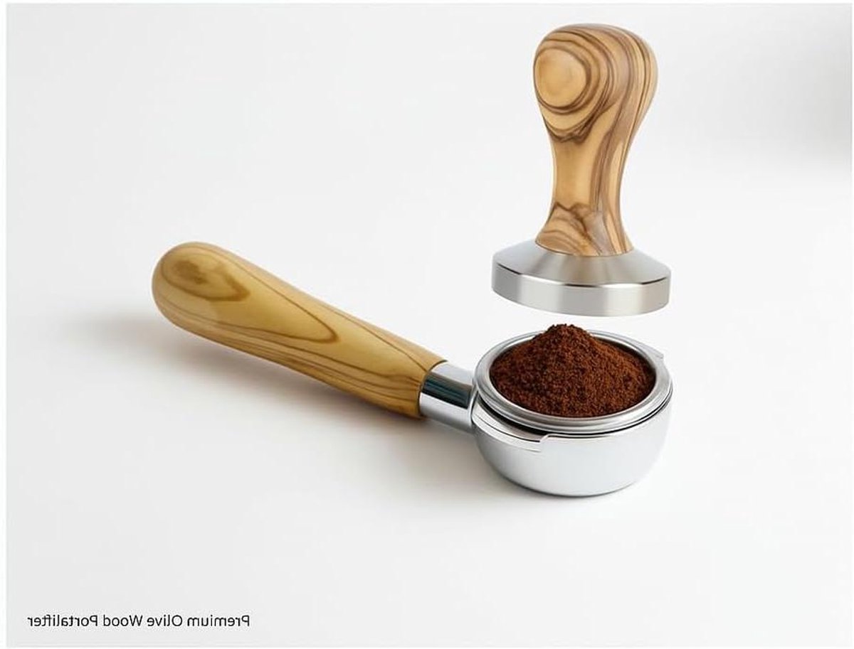 Koffie Tamper - Portafilter Accessoire - Espresso Bereiding - Italiaans Vakmanschap - 53mm - Olijfhout