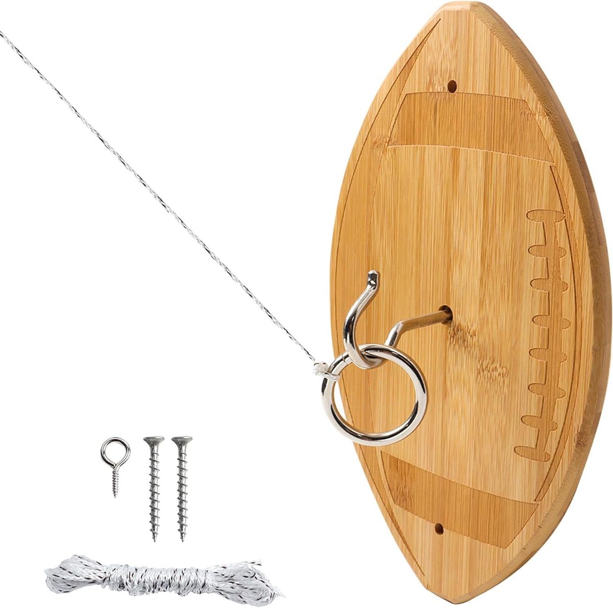 Ringwerpen Spel - Gooi spel - Buiten spelen - Natuurlijk bamboe - 31 cm hoog - Voetbal