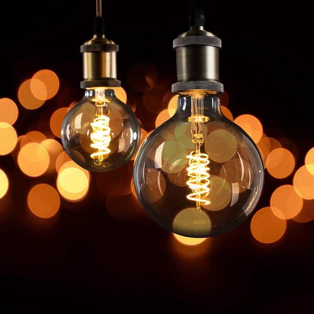 Led Filament Lamp - Spiraallamp Extra Warm - Sfeerverlichting Creëren - Energiezuinig Ontwerp - 95 mm Diameter - Goud