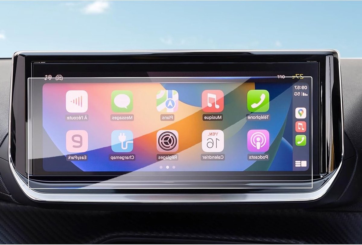 Peugeot 208 en 2008 10 inch navigatie beschermfolie voor touchscreen, schokbestendig en 9H hardheid