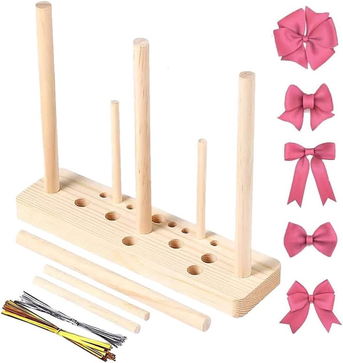 Houten Strikmaker voor Creatieve Ambachten, Dubbelzijdige Houten Kroon voor Kerstdecoraties, Wreaths en Corsages maken