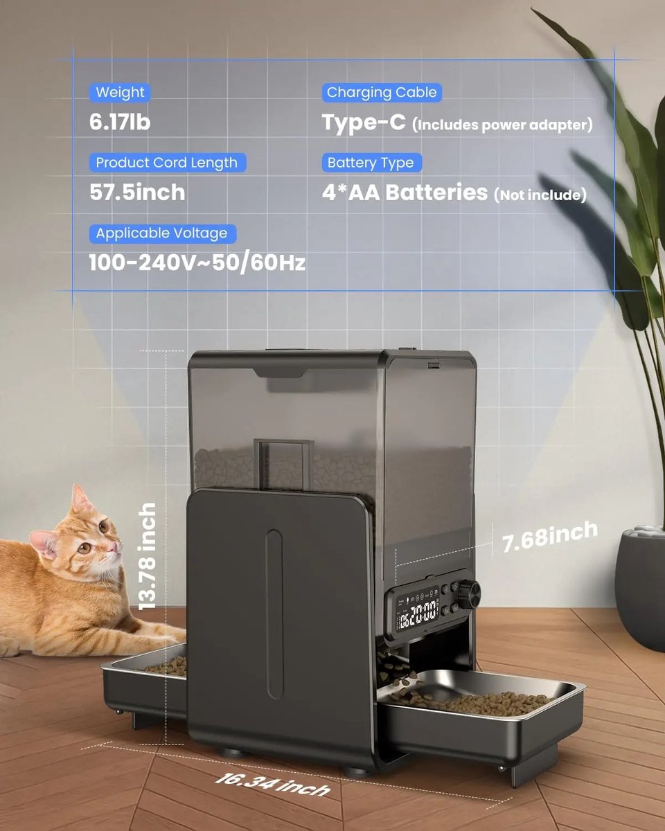 Kodil Automatische Voerbak Kat Met Wifi - 5 Liter Voerautomaat - afbeelding 2