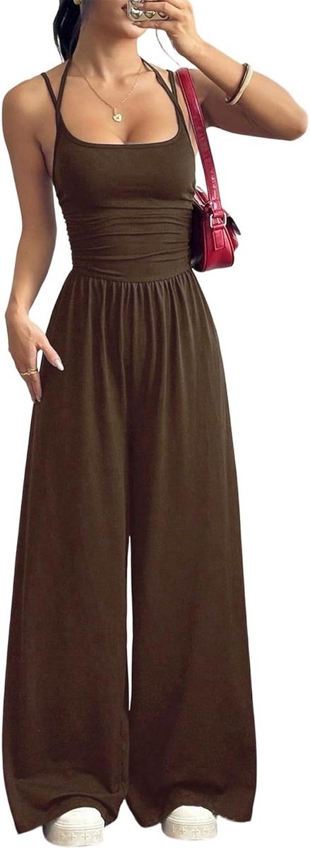 Elegante Dames Jumpsuit voor Zomer - Sexy Backless, Hoge Taille en Brede Broekspijpen voor Feest en Strandmode