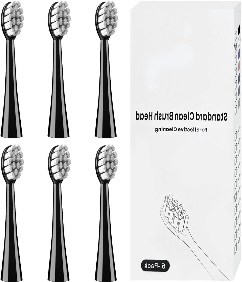 Opzetborstels - Reserveborstels Borstelkoppen - Tandverzorging - Extra zachte tandvleesbescherming - 6 stuks - Zwart