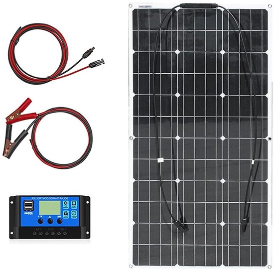 Flexibel Zonnepaneel - Zonne-energie Kit - Energie Opwekken - Lichtgewicht en Waterdicht - 100W 12V - Zwart