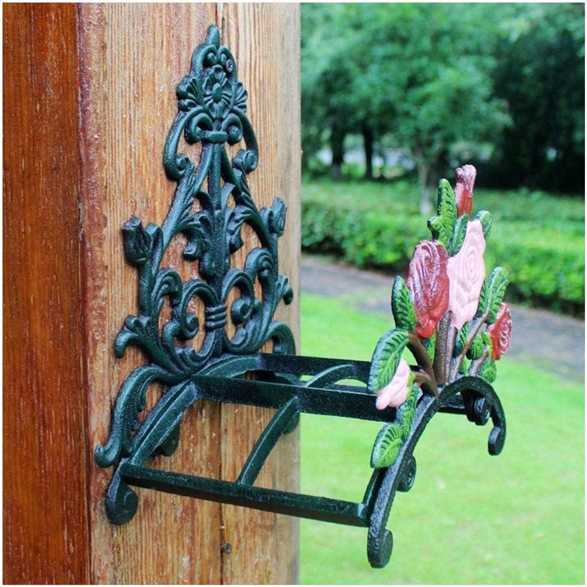 Tuinslang Houder - Slang Hanger - Tuin Organiseren - Gietijzer Retro Stijl - 24.5x28.5x16 cm - Antiek Bruin