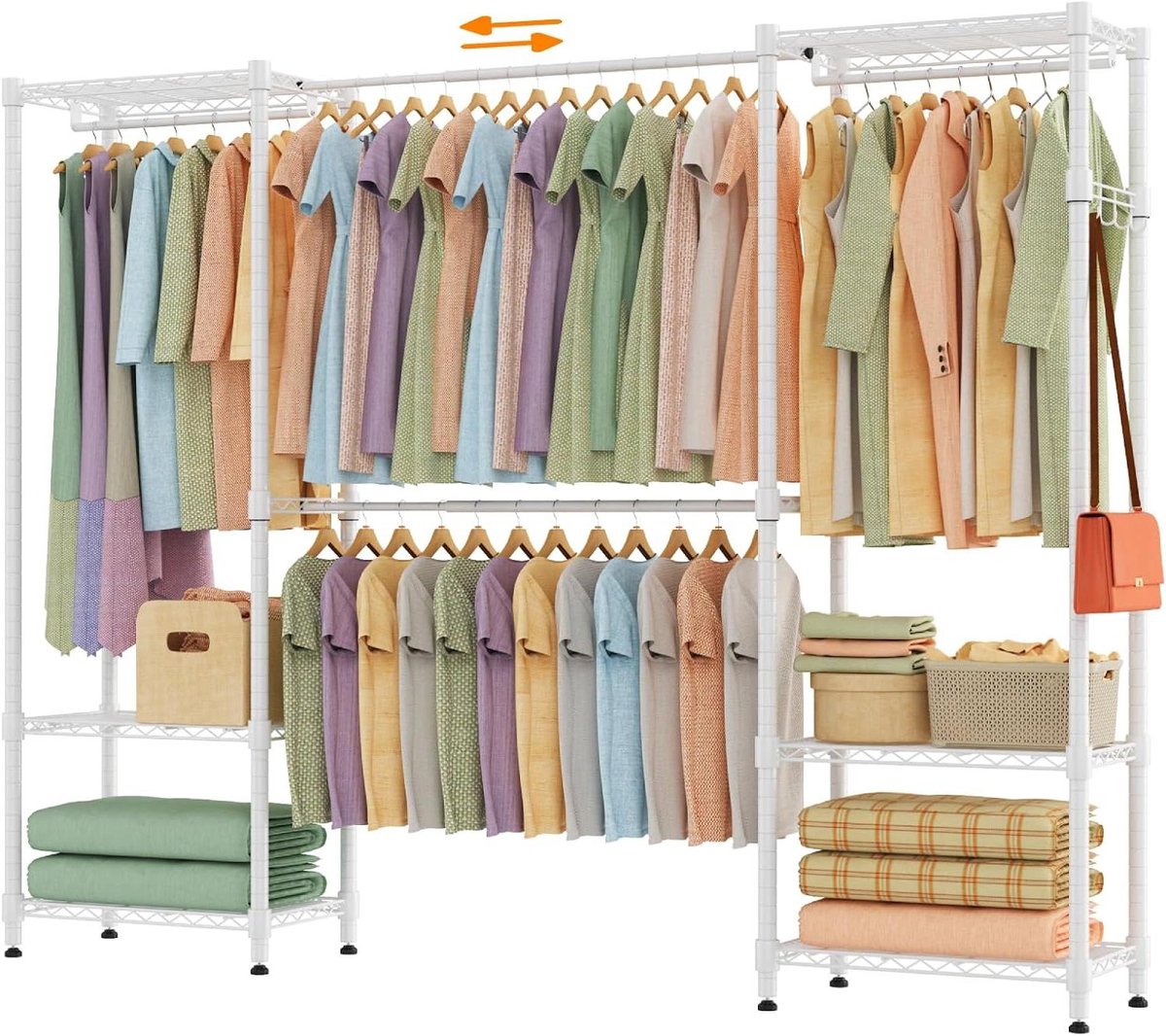 Kledingstandaard Open Kast - Kledingrek Metaal - Kleding Opbergen - Verstelbare Stangen Pl