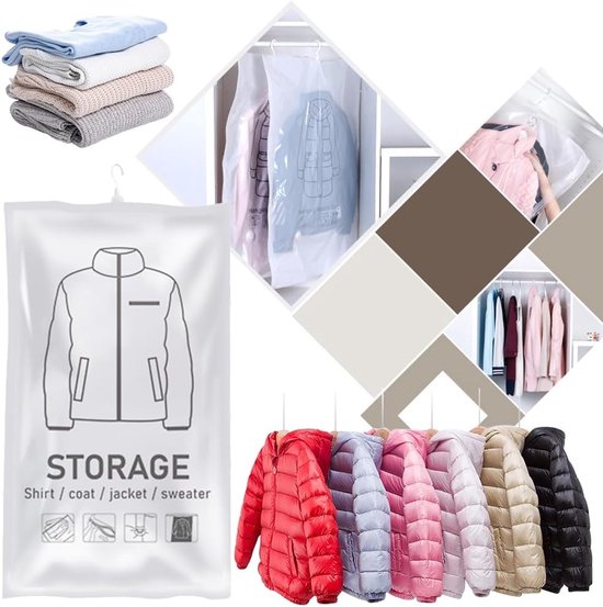 Kleding Compressie Opbergtas Ruimtebesparend Herbruikbare Lege Pomp Zakken Kleding Garderobe Quilt Vacuüm Pack voor Kleding Suits Jurk (S) — afbeelding 4