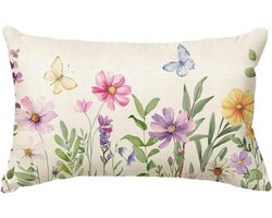 Artoid Mode Zomerkussenhoes met bloemenpatroon, 30 x 50 cm, voor bank, woonkamer