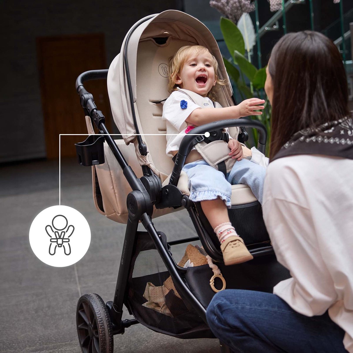 Kinderkraft VESTO 2 – 3-in-1 kinderwagen – Accessoireset + adapters – Reiswieg 3-zone ventilatie – Omkeerbare zitting – Beige thumbnail 6