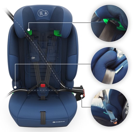 Kinderkraft COMFORT UP 2 PLUS - i-Size autostoel - 3-puntsgordel installatie - Gordelgeleiders 76-150 cm - 5-punts 76-105 - Blauw van Merkloos — afbeelding 4