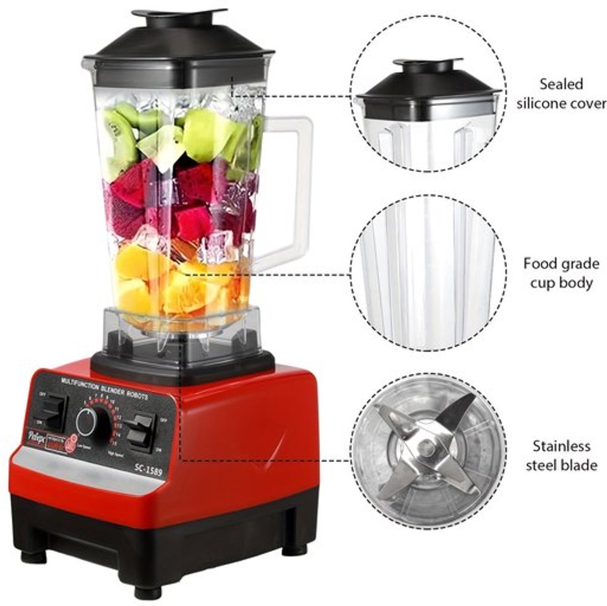 Corenia Blender – Smoothie Maker – Powerblender – Professionele Blender – To Go – 2000W Motor – Roestvrijstalen Messen