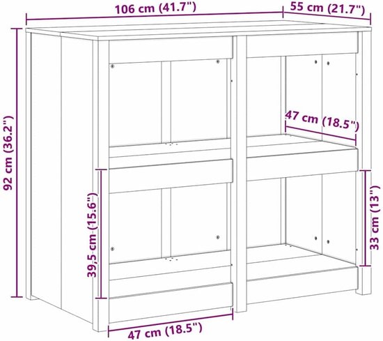 Buitenkeuken Kast - Opbergkast Tuin - Keuken Organiseren - Verstelbare Planken - 106 cm - Natuurlijk Hout — afbeelding 5
