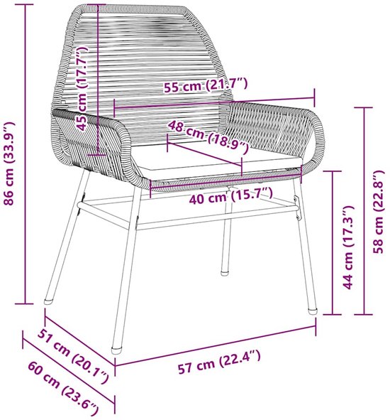 vidaXL - Tuinstoelen - 2 - st - met - kussens - poly - rattan - zwart