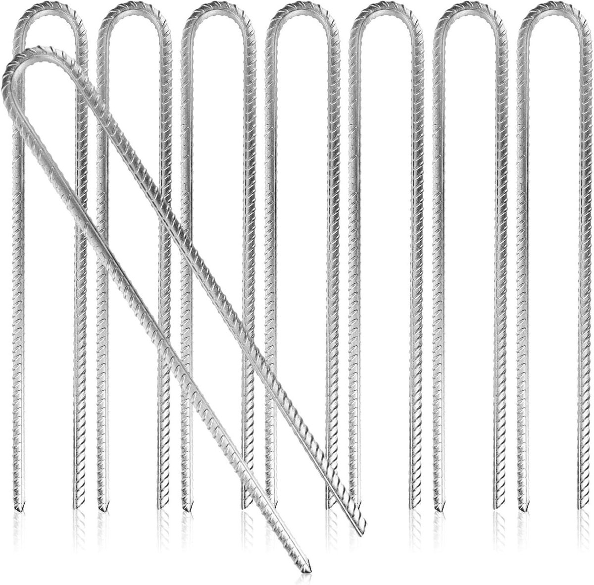 XL Grondanker - U-vorm Haring - Tent Vastzetten - Massief Staal - 40 cm Lengte - Zilver