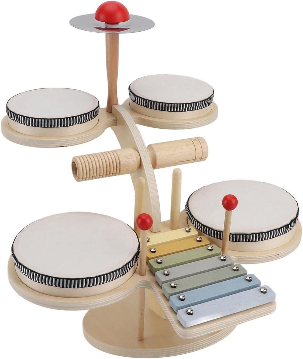 Houten Kinderset - Muziek Leren - Vroege Educatie - Cognitieve Ontwikkeling - 42 x 27 x 7 cm - Natuurlijk Hout