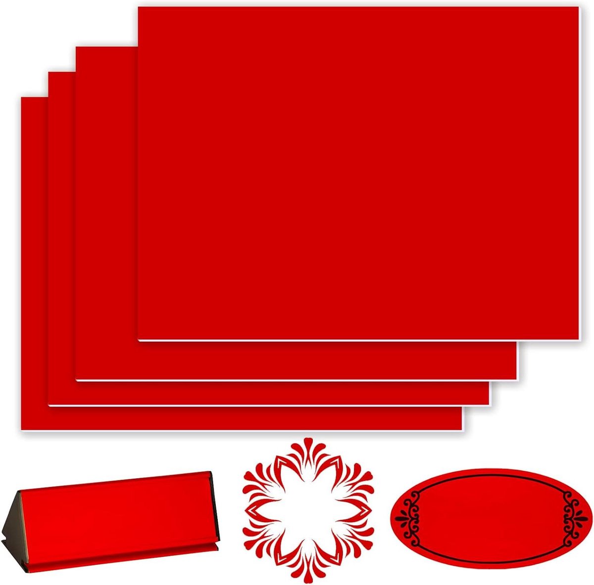 Graveerplaten - Kunststof Platen - Lasergraveren - Tweekleurig Ontwerp - 30 x 20 cm - Wit op rood