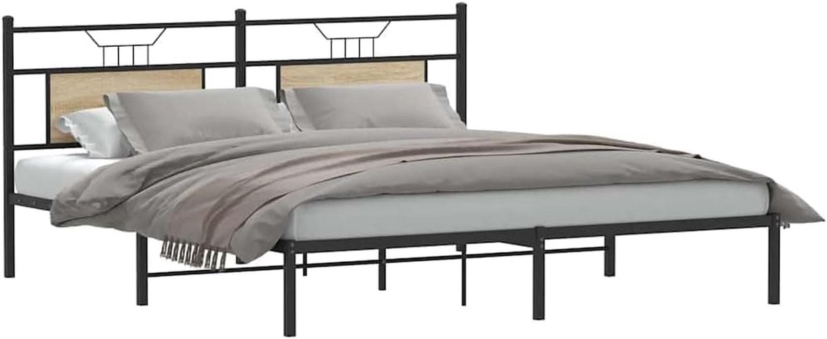 Bedframe Hout - Tweepersoonsbed Frame - Slaapkamer Meubel - Stevig Samengesteld Hout - 160x200 cm - Sonoma Eiken
