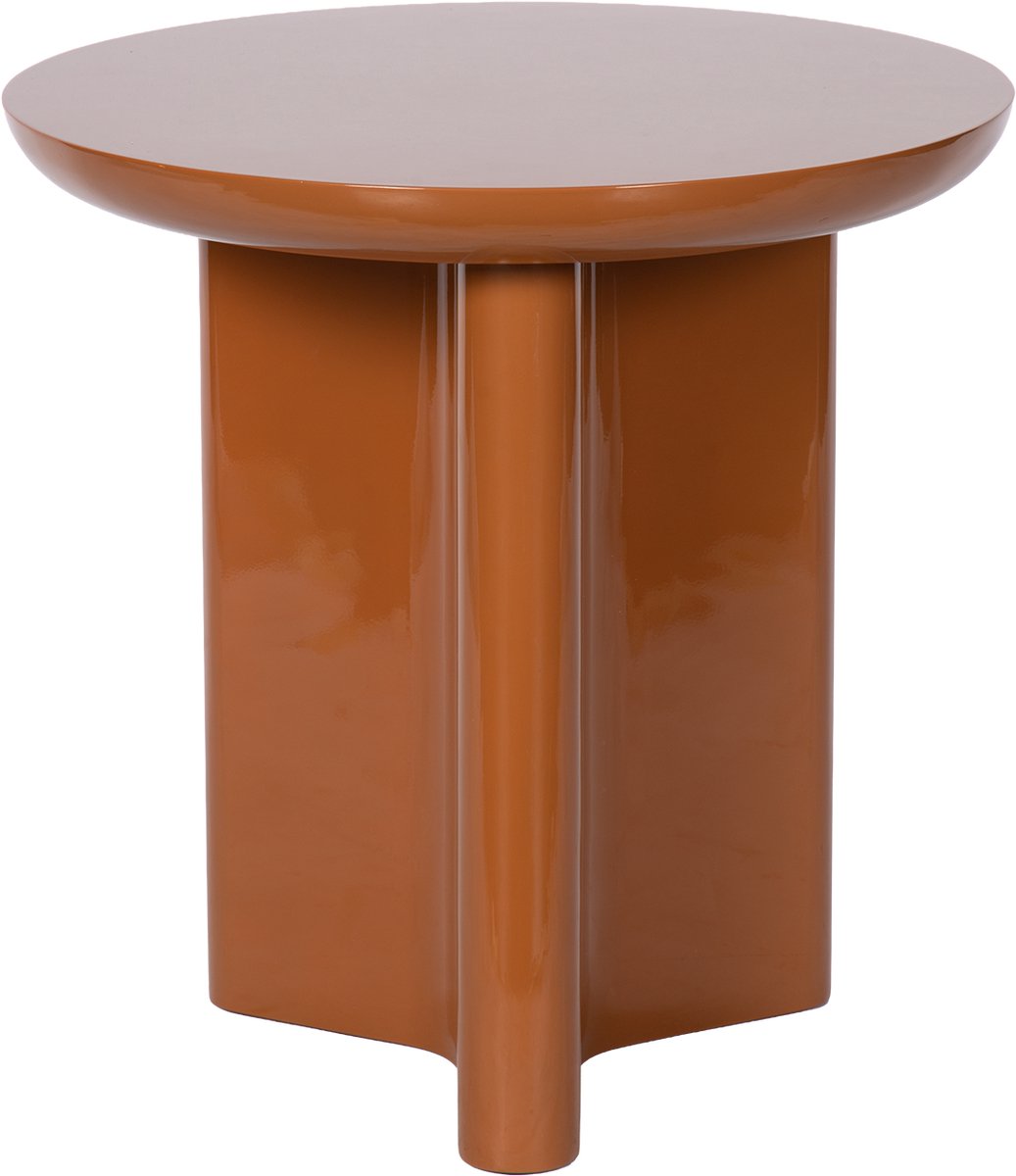 Atmooz Flux Bijzettafel – Ø50 x H50 cm – Amber Brown – Hoogglans Lak – Luxe Side Table – Modern Design – Ronde Koffietafel – Decoratief Accent Woonkamer – Designer Staanlamp Match – Bruin Amber