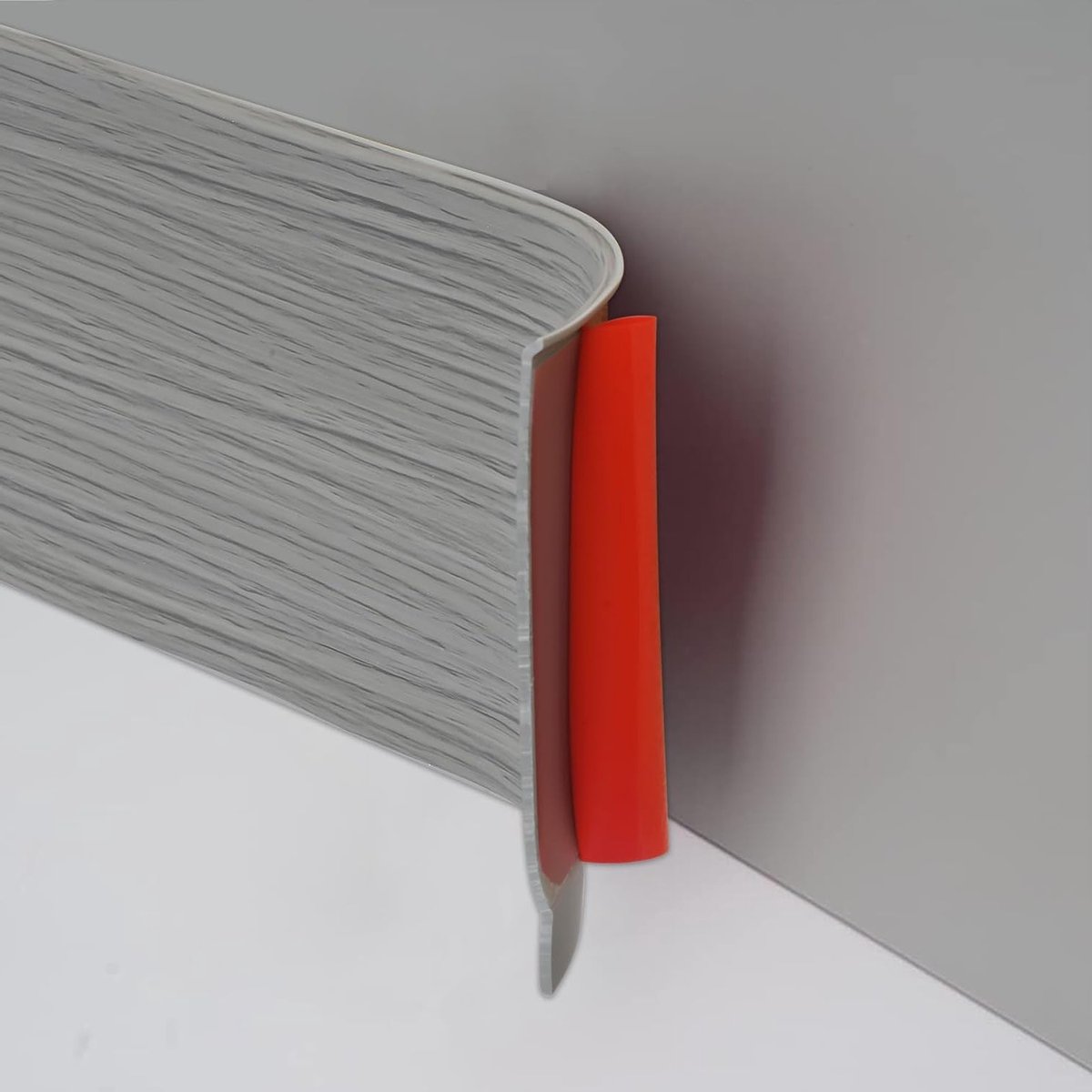 Flexibele Plinten, Zelfklevend PVC, Eindafwerking voor Muur en Vloer, 10 cm Breed, 3 m Lang, Houtnerf in Grijs, Ideaal voor Interieurdecoratie