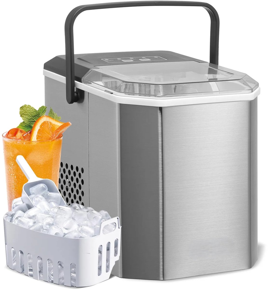 Mosh Stories Ijsblokjesmachine – Ijsmachine – Ice Maker – Ijsblokjes Maker 26KG/24u – 2 Formaten – Voor Thuis, Kantoor & Bar