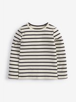 Next - Meisjes - witte streep - Geribbeld T-shirt met lange mouwen en katoengehalte - Zwart
