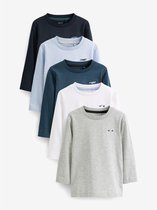 Next - Jongens - Set van 5 T-shirts met lange mouwen - Blauw