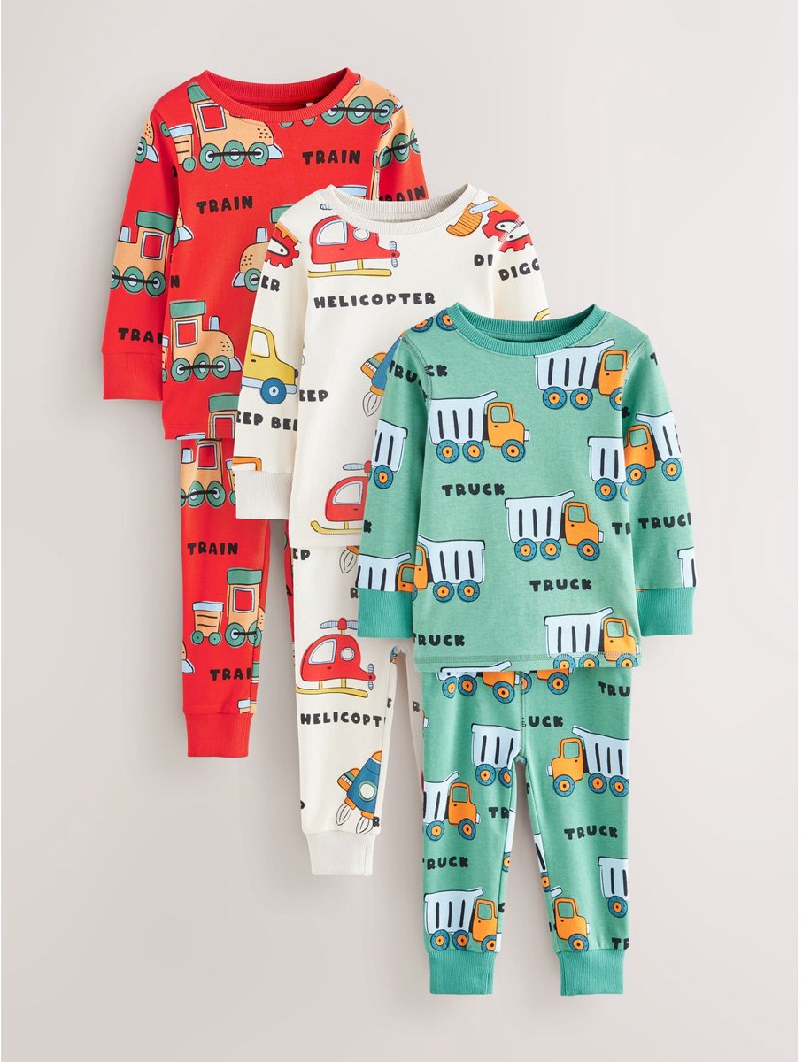 Next - Jongens - Mini Knusse Pyjama's 3 Set - Rood