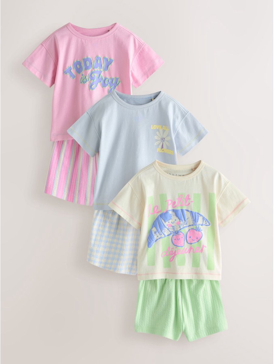 Next - Meisjes - Set van 3 korte pyjama's - Roze