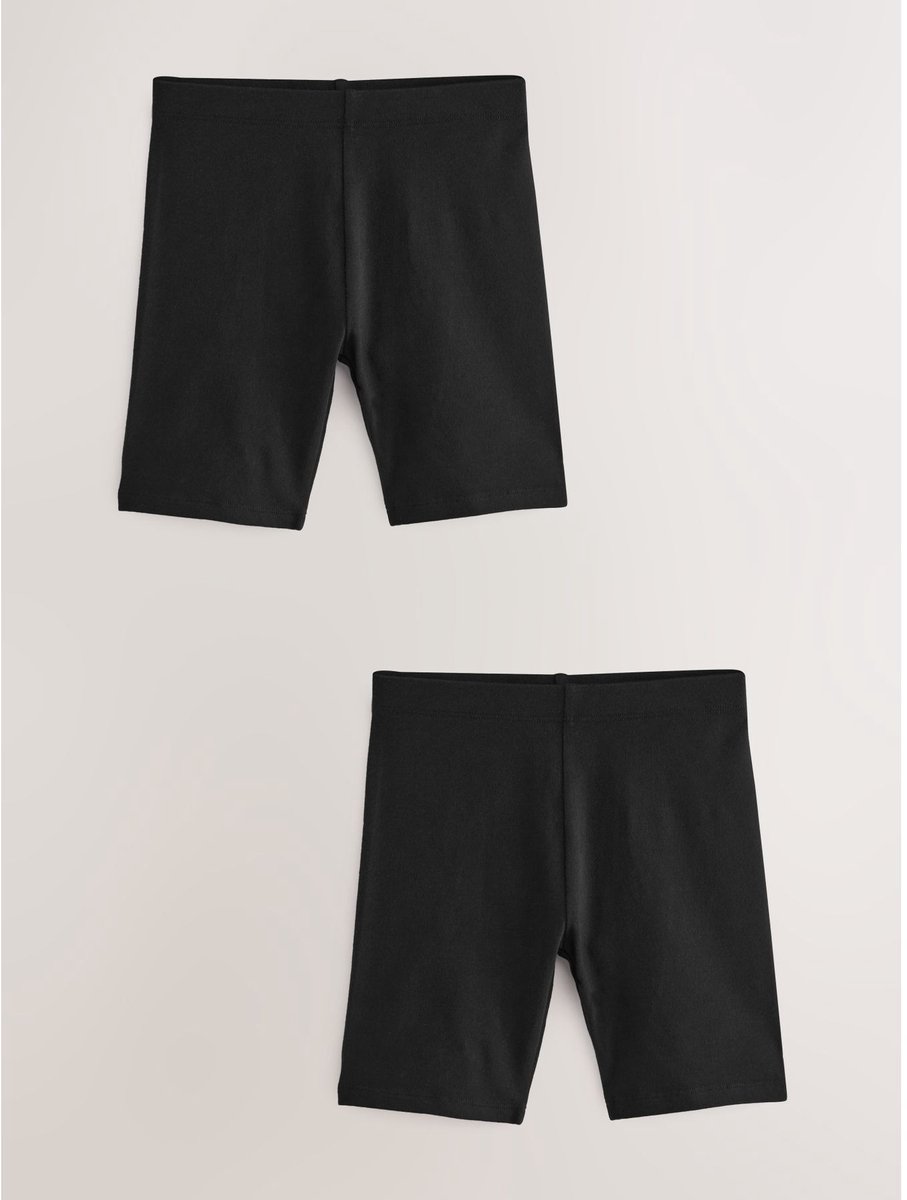 Next - Meisjes - Verpakking van 2 stretchy fietsshorts met hoog katoengehalte - Zwart