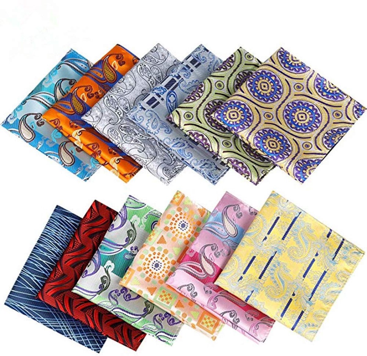 Allecto - van 12 Heren Zakdoeken - Stijlvolle Handkerchiefs voor Bruiloften en Feesten - Diverse Ontwerpen