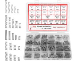 Drukveren set van 300 stuks roestvrij staal | Kleine veren set met 23 maten | Mechanische metalen mini veren voor DIY thuis auto reparaties