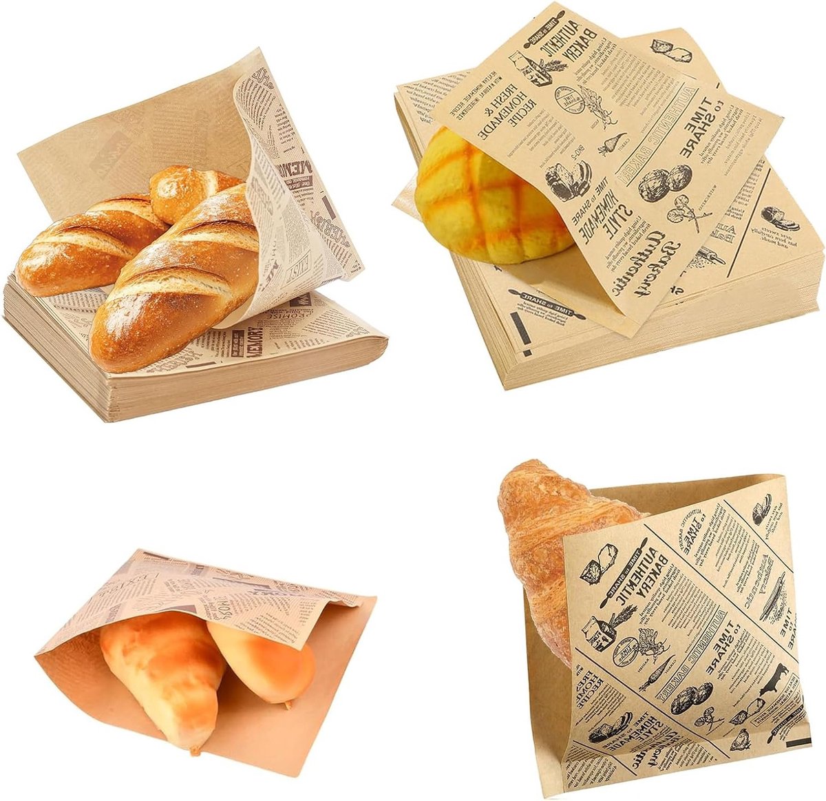 Bakpapier 100 Stuks - Hamburgerpapier - Vetafstotend - Kraftpapier - Retro-Design - Praktische Hantering - Nostalgische Charme